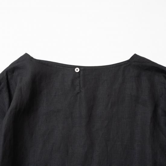 SP（エシュペー） LINEN /ロングワンピース　BLACK sp エシュペー 1/60リネンエプロンワンピース