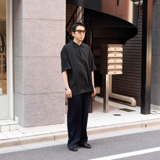 STILL BY HAND コットンナイロン半袖シャツ ink black 50 STILL BY HAND コットンナイロン半袖シャツ ink black 50 - メルカリ