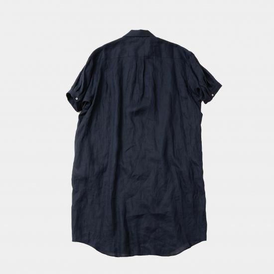 comm.arch フレンチリネンワンピース（ネイビー） comm.arch. コム・アーチ「French Linen Open Collar S/S O/P