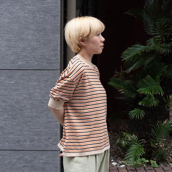 近年✨MEYAME コットン 半袖ボーダーニットTシャツ サマーニット メヤメ MEYAME |〈別注〉ボーダー コットンニット半袖Tシャツ WOMEN