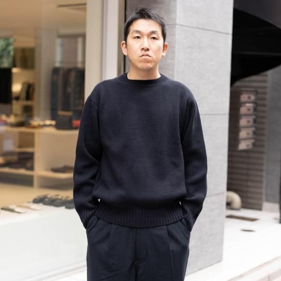 comm.arch 厚手セーター　4 ネイビー　コムアーチ comm.arch. コム・アーチ「Hand Framed Crew Neck P/O」－ WEEKENDER SHOP