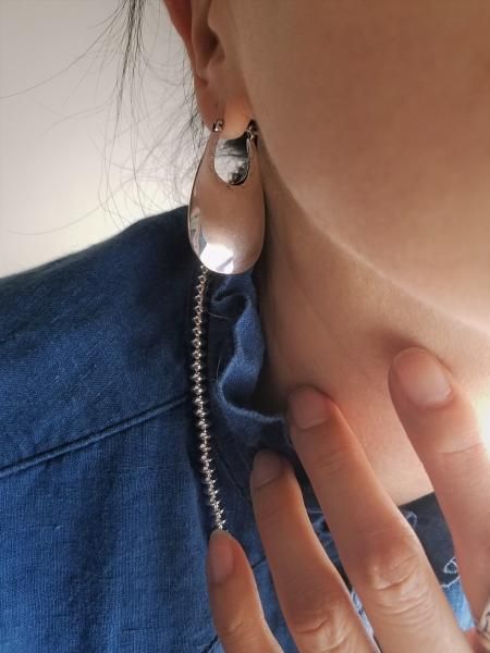 Indian jewellery(インディアンジュエリー)スターリングシルバーピアス(鏡面仕上げ)④ - バナナブラウン - 川越レディースセレクトショップ