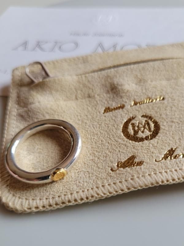 【AKIO MORI】☆SILVER925☆南洋真珠ツインリング AKIO MORI（アキオモリ）シルバー 刻印リング - バナナブラウン - 川越