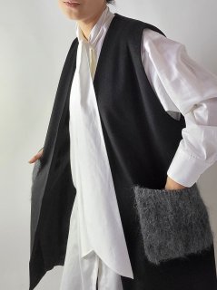 Honnete （オネット）ファーポケットベスト　Fur pocket Vest　（Mohair）