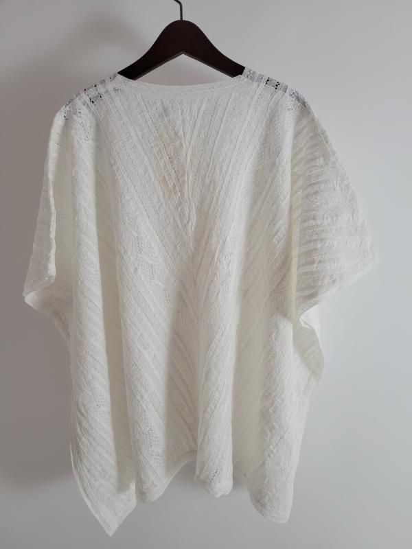 [超美品]ソイル SOIL ピンタックオールレース　ポンチョ　ホワイト　M SOIL（ソイル）ピンタック オールレースポンチョ/COTTON VOILE