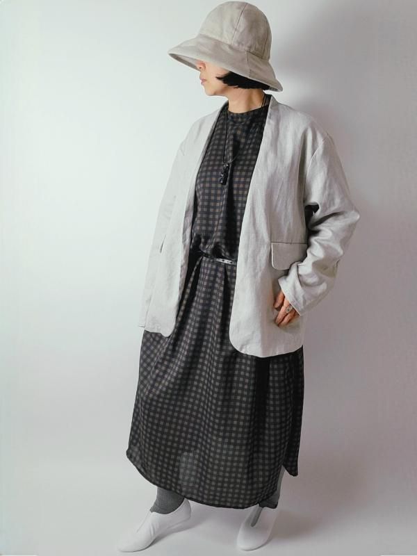 Yarmo(ヤーモ) Gingham Printワンピース - バナナブラウン
