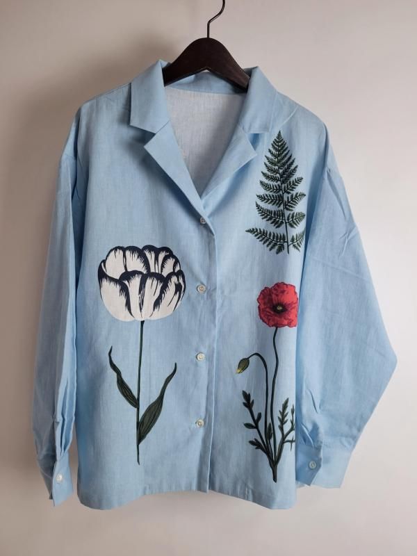 ボヘミアンズ　ボタニカル模様　フレンチスリーブ　シャツ　サイズ2 ボヘミアンズ ボタニカル模様 フレンチスリーブ シャツ サイズ2