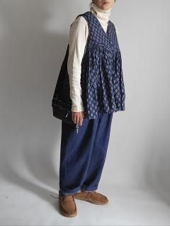 maison de soil ウールバンドカラーシャツ ネイビー maison de soil