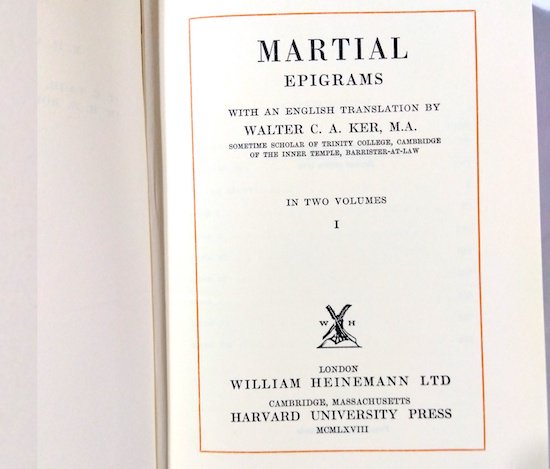 Epigrams vol.1・2 《Loeb Classical Library》 羅・英)エピグラム 全2巻版2冊揃 マルティアリス -  古書古本買取販売 書肆 とけい草／syoshi-tokeisou｜思想・哲学書 美術書 アートブック 写真集 デザイン 建築 文学 etc.  ｜東京の古書店・古本屋