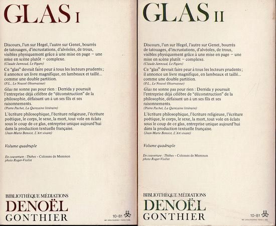 Glas 1・2 仏)弔鐘 2巻揃 ジャック・デリダ - 古書古本買取販売