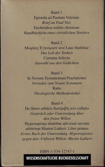 Erasmus Werke / Ausgewaehlte Schriften. 8 Baende 羅・独 Erasmus Werke / Ausgewaehlte Schriften. 8 Baende 羅・独