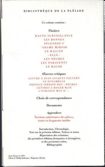 Jean Genet: Theatre complet 仏)ジャン・ジュネ全演劇 - 古書