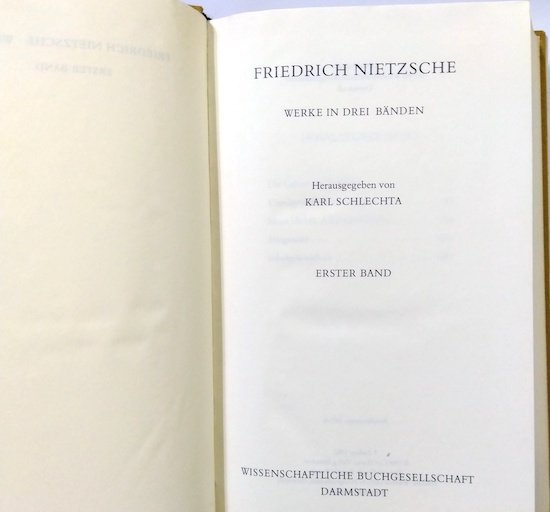 Friedrich Nietzsche Werke in Drei Baenden+index 独)ニーチェ著作集 全3巻+索引巻 4冊揃 -  古書古本買取販売 書肆 とけい草／syoshi-tokeisou｜思想・哲学書 美術書 アートブック 写真集 デザイン 建築 文学 etc.  ｜東京の古書店・古本屋