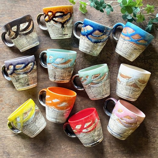 鶴琳窯 マーブル マグカップ | 絵画のような鮮やかな色とデザイン - 美濃焼とやちむんと雑貨｜蔵ショップ 陶器と雑貨