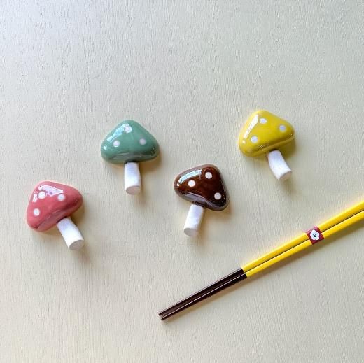 きのこ型 陶器箸置き 2個セット 陶器】鳥箸置き たまご付き 2個セット