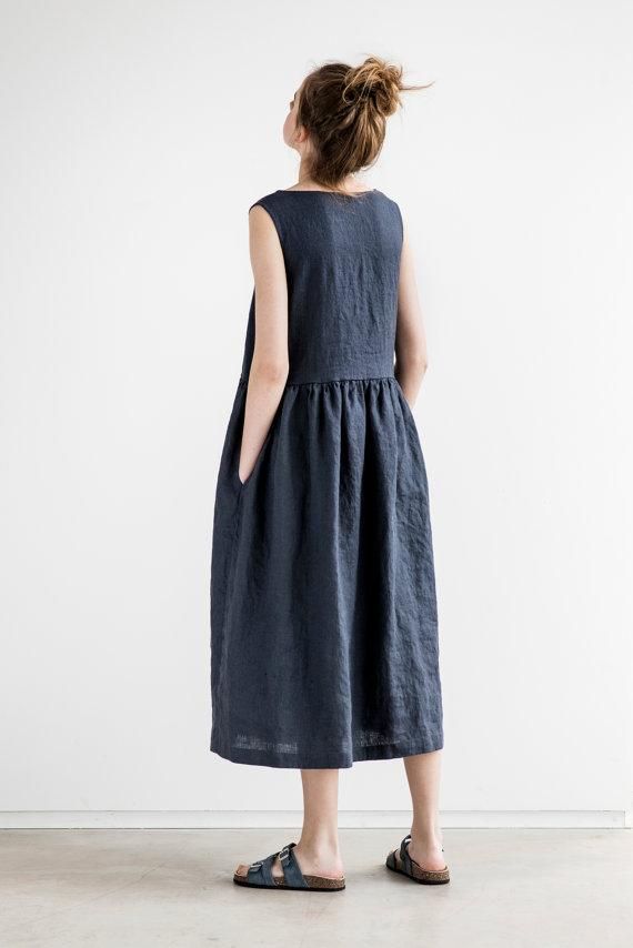 not PERFECT LINEN MAXI WASHED LINEN SUMMER DRESS (charcoal) not perfect linen リトアニアリネンワンピース