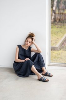 not PERFECT LINEN | Maxi washed linen summer dress (charcoal)ڥͥ   㥳 ȥ˥ ̲ 첤 ץ  