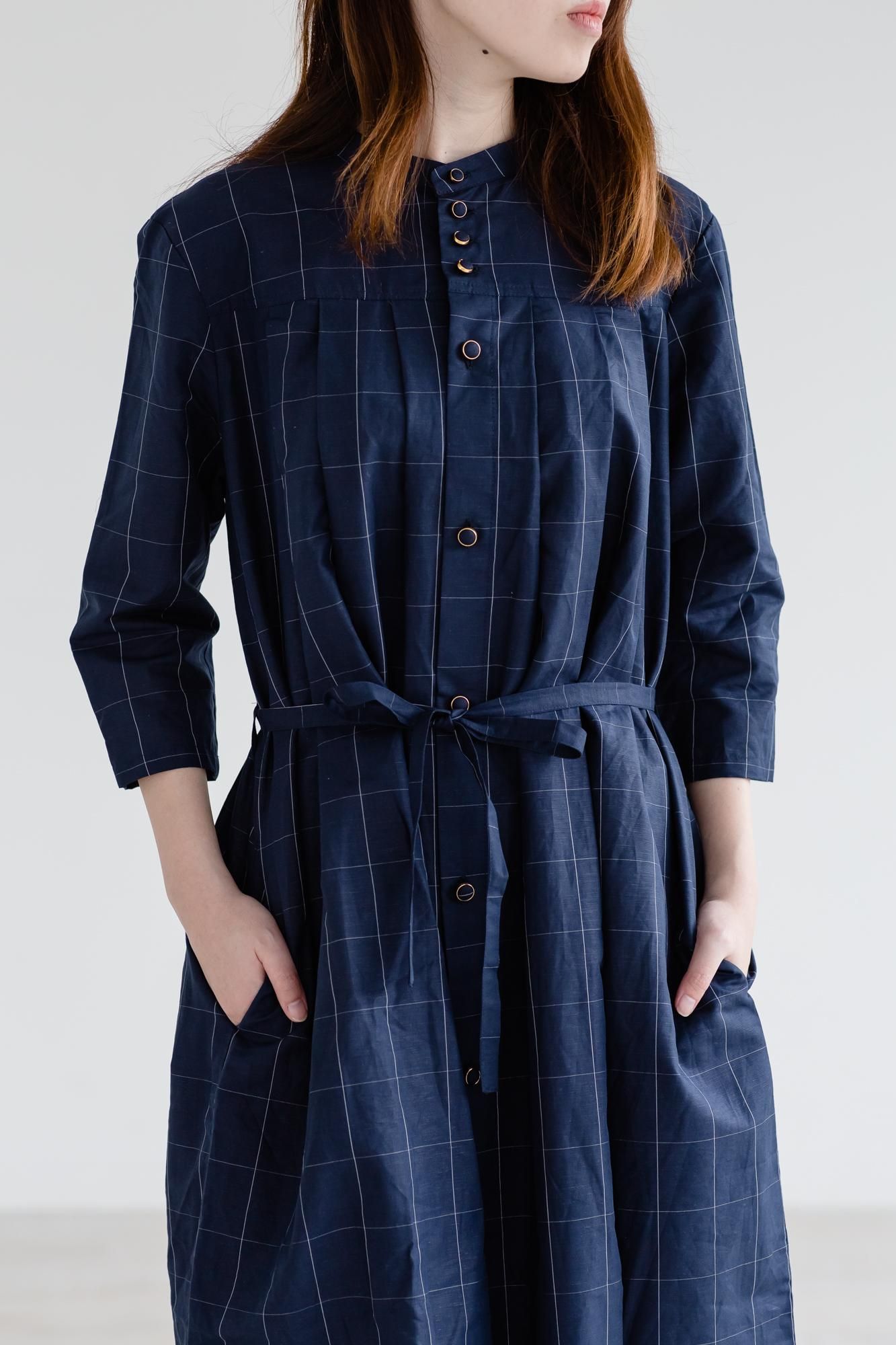 The Last Flower Of The Afternoon 韶光 しょうこう のwork Dress Navy ワンピース The Last Flower Of The Afternoon 韶光 しょうこう のwork Dress Navy ワンピース