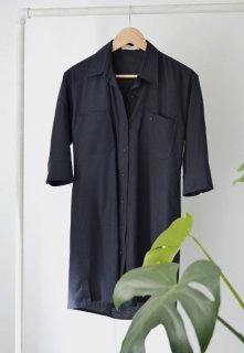 SALE CEREMONY | Loose linen dress (navy blue) | ȥåץ