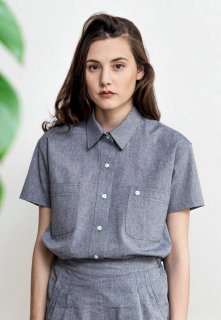 SALE CEREMONY | cotton shambray shirt (navy blue) | ȥåץ