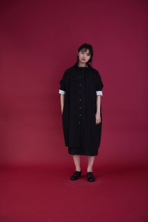 the last flower of the afternoon | 夏夜雨(かやのあめ) wide shirt dress (black) | ワンピース