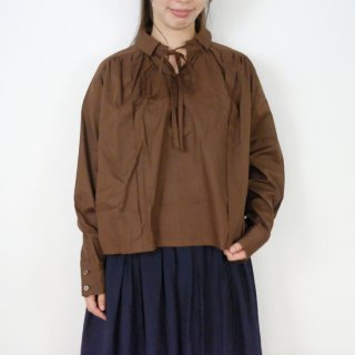 the last flower of the afternoon | Ťshort pullover blouse (brown) | ֥饦