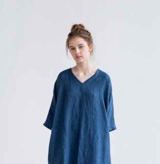 not PERFECT LINEN | washed linen KIMONO tunic (denim) | 95cm