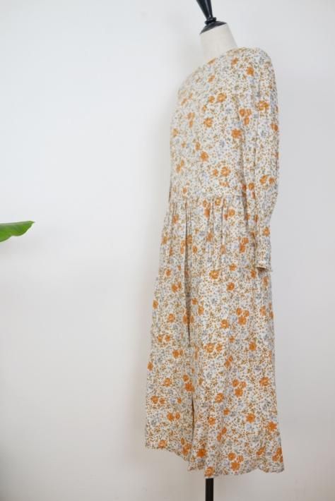 The Last Flower Of The Afternoon 末摘花のgather One Piece Dress ワンピース きれいめ オシャレ 花柄 春夏 Paper Birds ペーパーバーズ レディース アパレル オンラインショップ