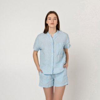 two LINEN | Linen top and shorts pajamas【リネン 麻 ナチュラル パジャマ ナイトウェア】