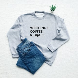 Vim Tees | WEEKENDS COFFEE & DOGS sweatshirt (heather gray) | å (M/L)ڥݥե ߥ˥ޥꥹ ΢ӡ