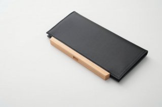 yuruku (ユルク) | Wood Plate Folder Long Wallet (black)  | 財布 カウレザーウォレット【送料無料 シンプル 国産 】