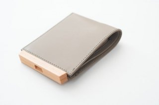 yuruku (ユルク) | Wood Plate Folder Half Wallet (gray)  | 財布 カウレザーウォレット【送料無料 シンプル 国産 】