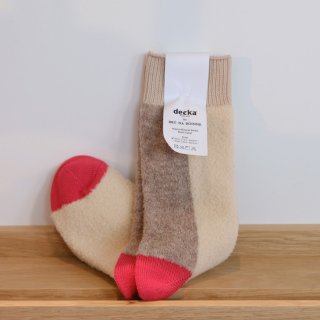 decka x BRU NA BOINNE | Alpaca Boucle Socks / Multi Color (beige) | デカ 靴下 ソックス 秋冬