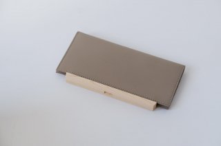 yuruku (ユルク) | Wood Plate Folder Long Wallet (gray) | 送料無料 財布 カウレザーウォレット 国産 シンプル