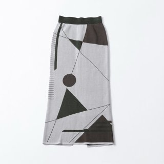 TRICOTE (トリコテ) | GRAPHICAL KNIT SKIRT (gray) | 送料無料 ボトムス スカート ニットスカート お洒落 個性的