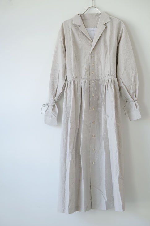 the last flower of the afternoon | 淡き夜の open-collared dress (moon gray) |  送料無料 ワンピース レディース