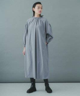 WHYTO. (ホワイト) | Neck gather volume dress (moku gray) | 送料無料 ワンピース お洒落