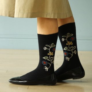 BENGT & LOTTA (ベングト&ロッタ) | ブルーム (black) レディースソックス |  靴下 かわいい 北欧