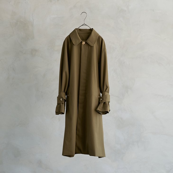 the last flower of the afternoon | 夜のほとり wide balmacaan coat (olive green)  | アウター コート お洒落