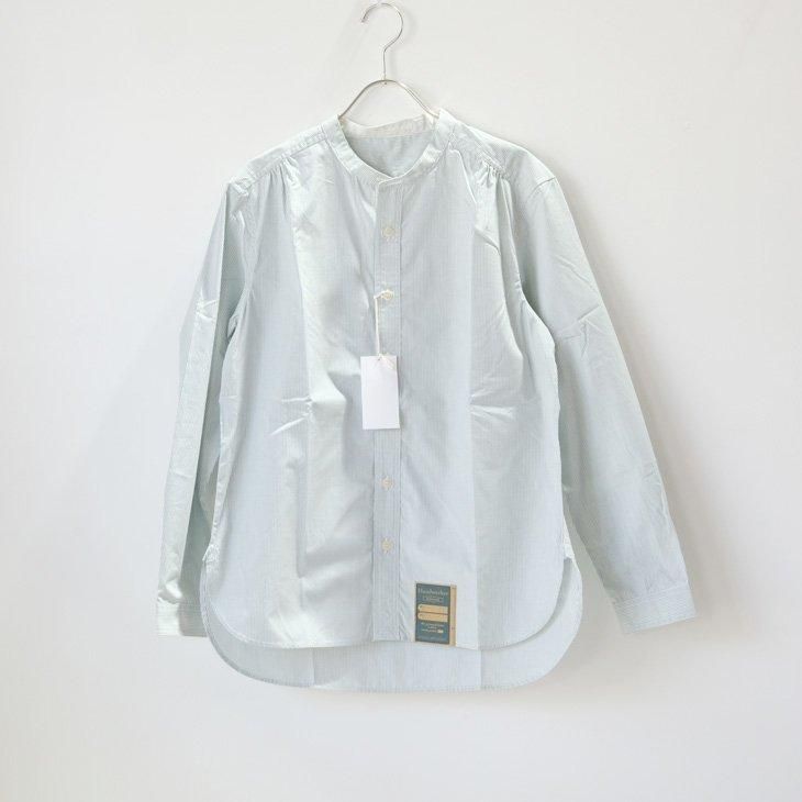 ASEEDONCLOUD | Handwerker HW collarless shirt (stripe/green) size XS | シャツ ボタンダウン アシードンクラウド グリーン ストライプ