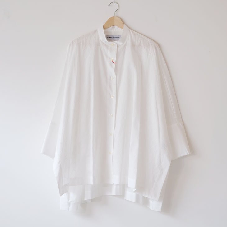 STAMP AND DIARY | スタンドカラービッグワイドシャツ (white) | 送料 