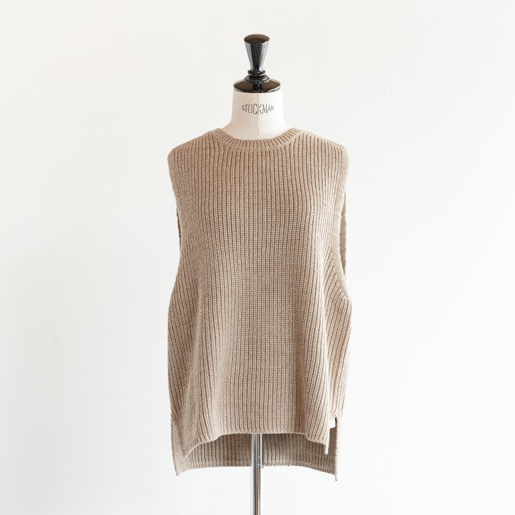 HEAVENLY (ヘブンリー) | Cotton Linen Mix Knit Vest (beige ...