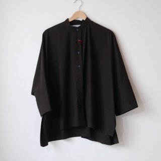 STAMP AND DIARY | スタンドカラービッグシャツ (black) | 送料無料 ブラウス スタンプアンドダイアリー レディース