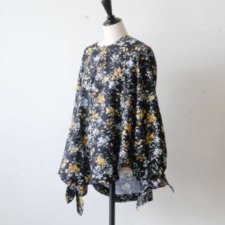 the last flower of the afternoon | ʤ˺餯 bow-cuff flare blouse (navy) | ֥饦 ޯ