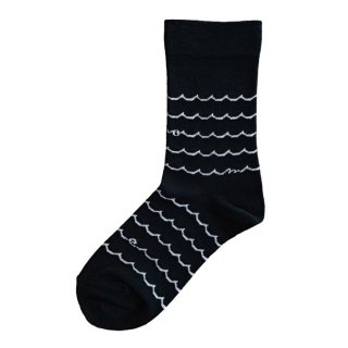 Homie (ホミー) | Cotton Linen Wave Socks (black) | 靴下 ソックス 可愛い お洒落