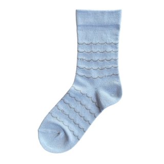 Homie (ۥߡ) | Cotton Linen Wave Socks (light blue) |  å İ ޯ