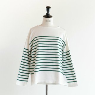 SALE 20%աHEAVENLY (إ֥꡼) | Cotton Mix Knit Border Wide Basque Shirt (green) | ȥåץ ܡ ץ