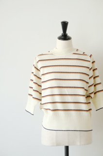 【SALE 20%オフ】ASEEDONCLOUD | Jiyusou border lace knit (off white) | トップス アシードンクラウド 送料無料