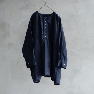 【SALE 20%オフ】the last flower of the afternoon | 明滅する秋 rectangle blouse (navy / brown) | ブラウス トップス お洒落