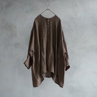 【SALE 20%オフ】the last flower of the afternoon | もつれる影 rectangle blouse (brown) | ブラウス トップス お洒落